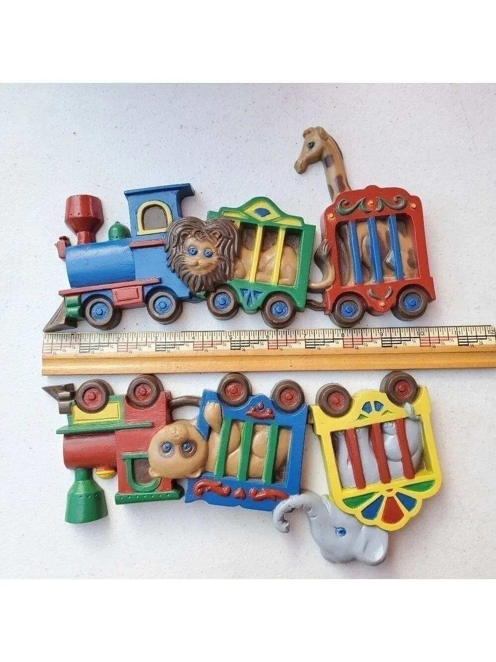 Vtg Homco ZOO Train wall plaques Lion Giraffe Tiger Elephant nursery room decor